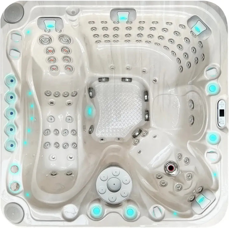 Vit PassionSpa Felicity Mighty Wave spabad med vit badkar, LED-belysning och jetmunstycken