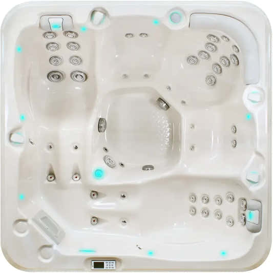 PassionSpa Relax Spabad Pure Collection i krämfärg med silverstrålar och blå LED-belysning