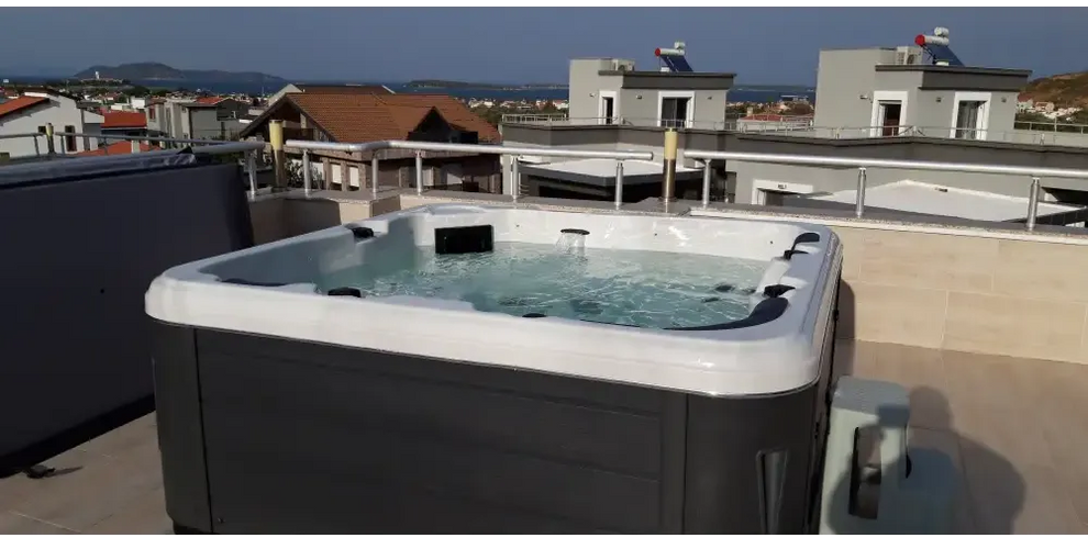 PassionSpa Relax Spabad Pure Collection i vit och mörkgrå med svarta paneler