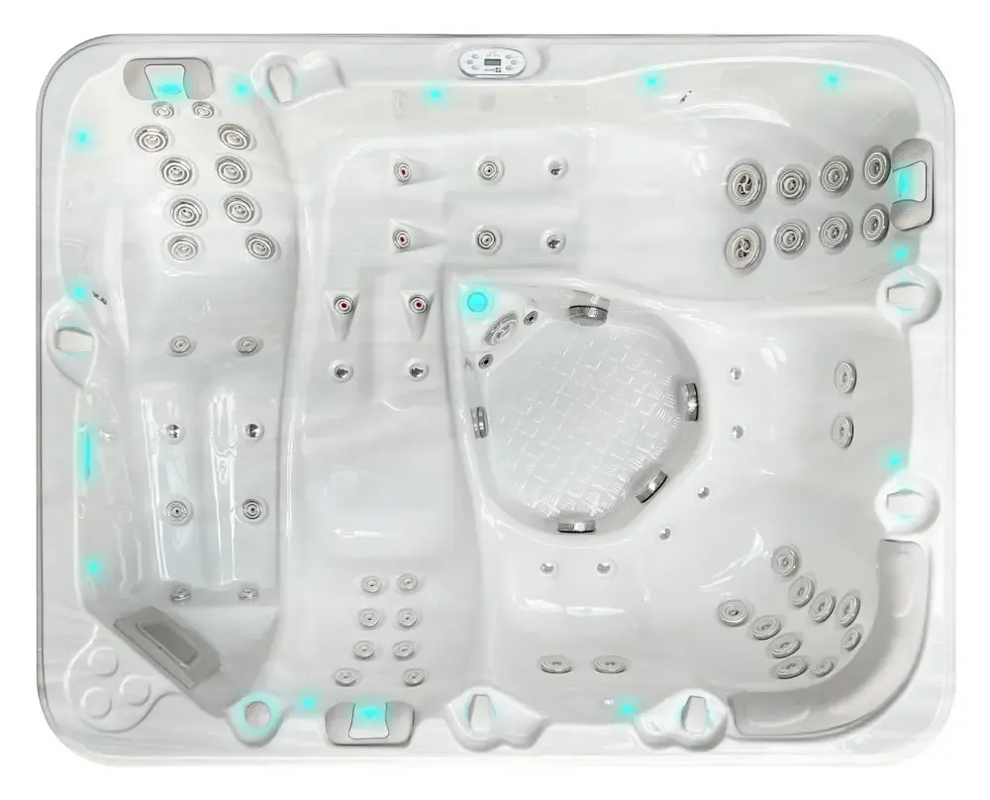 PassionSpa Repose-spabad – Pure Collection, hvit overflate, blå LED-belysning, massasjedyser