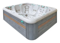 PassionSpa Repose-spabad – moderne utforming, grå utforming, treimitasjon, hvite massasjedyser