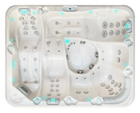 PassionSpa Repose-spabad – Pure Collection, hvit akryl, sølvfargede massasjedyser, blå LED-belysning