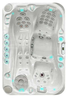 PassionSpa Sensation-spabad – hvit overflate, LED-belysning, massasjedyser