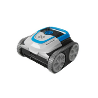 Blå och vit Hayward iPower Shark robotpoolrengörare med grå band