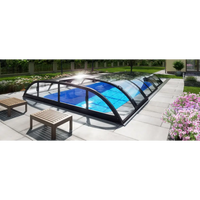 Pooltak Dallas 3x6 i klar kanalplast över blå pool