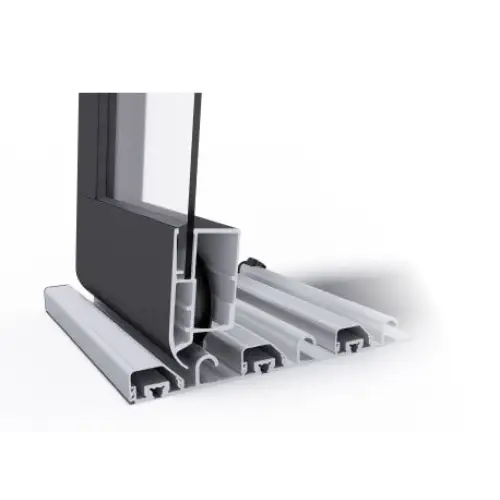 Pooltak Dallas med silver aluminiumprofil, svart ram och glas över blå pool