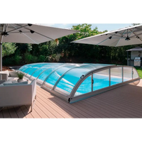 Pooltak Dallas med silverram över blå pool