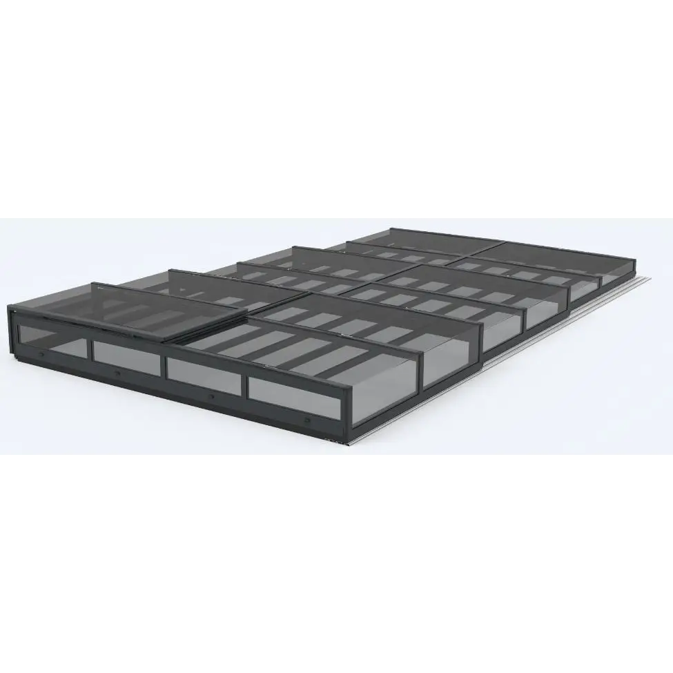 Pooltak Icon Kit med svart ramade modulära glastak för pool