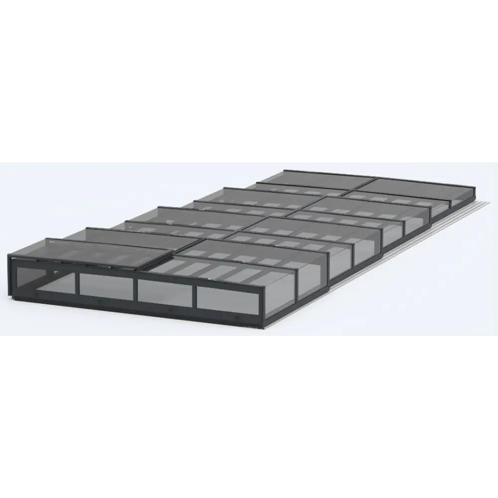 Pooltak Icon Kit med svart ramat glastak för modern inomhuspool