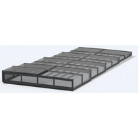 Modern pooltak icon kit med svart ramat glastak för pool