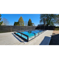 Modern glashägnad pool med Pooltak Icon Kit över inglasad pool