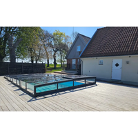 Modern glashägnad pool med pooltak icon kit i rektangulär glasdesign