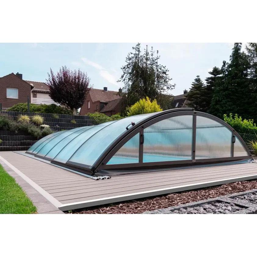 Pooltak Klasik med extra starka profiler, blåtonad valvformad poolöverdrag