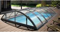 Modern Pooltak Klasik 5×10 med valvande glastak och svart metallram