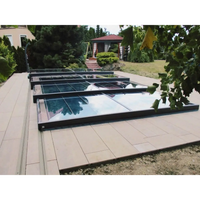 Mästare Plus 4x8 glaspooltäckning med års garanti, modern glas med svarta ramar