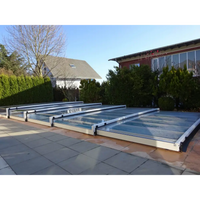 Mästare Plus 4x8 silverramad glaspooltäckning med års garanti