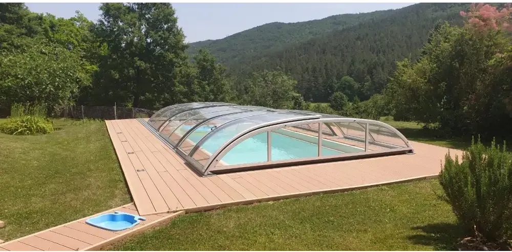 Pooltak NIVO KIT 860B 4×8 med klarglas och sidodörr för pooler