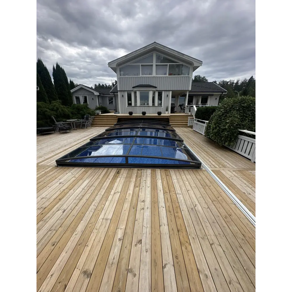 Elegant Pooltak Sydney 3x5 i transparent glas med svart ram