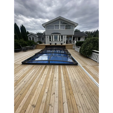 Elegant Pooltak Sydney 3x5 i transparent glas med svart ram