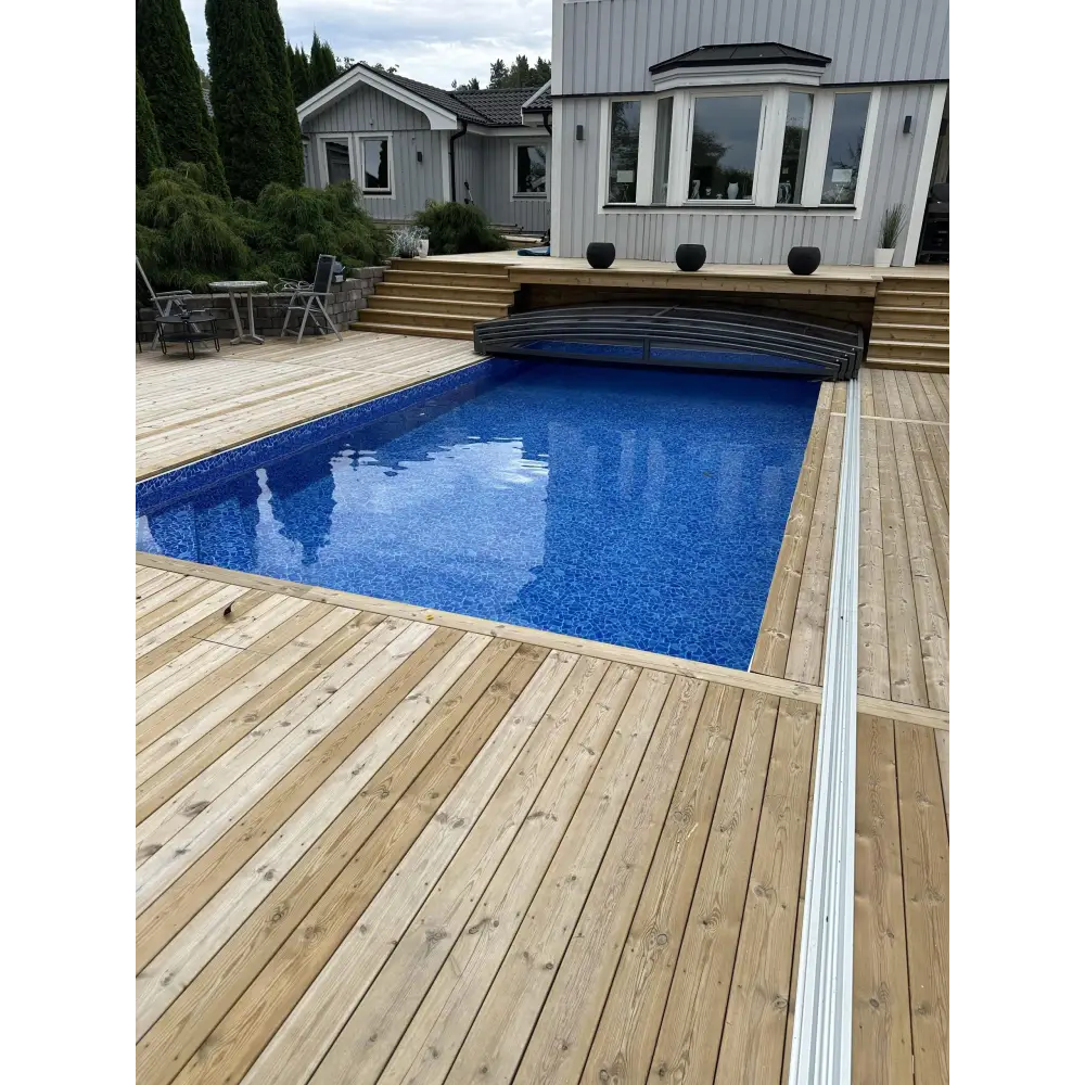 Pooltak Sydney med enkelskena antracit på ena sidan i blått mosaik