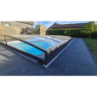 Pooltak Sydney i blåtonat glas med slank metallram för bygga pool