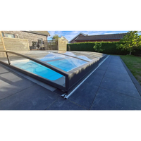 Modern Pooltak Sydney 4x7 pooltak med svarta ramar och transparenta paneler