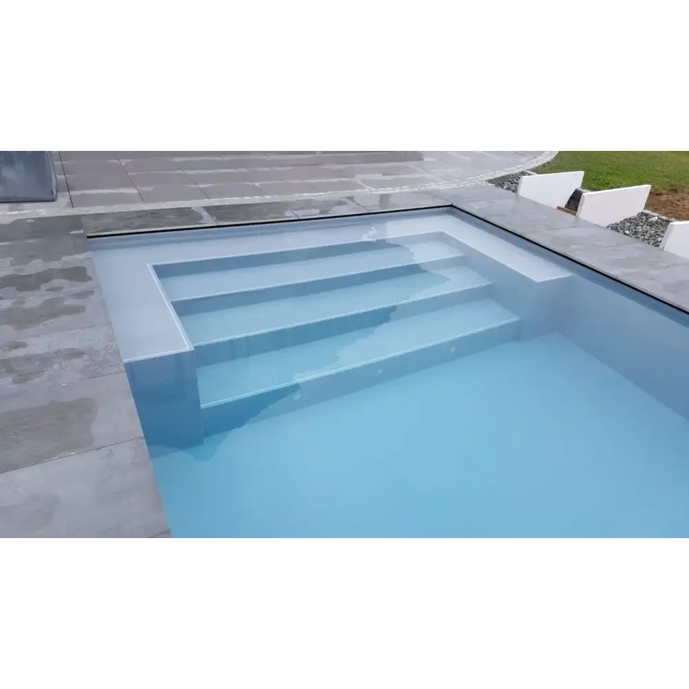 Modern Pooltime Exclusive 12mm PP-pool med rektangulär form och ljusblått vatten
