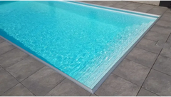 Pooltime Exclusive rektangulært PP-basseng, 12 mm, 4 x 12 x 1 – turkisblått vann, sølvfarget kant