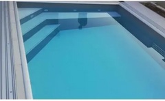 Pooltime Exclusive rektangulært PP-basseng, 12 mm, 4 x 12 x 1 – turkisblått vann, grå trapp