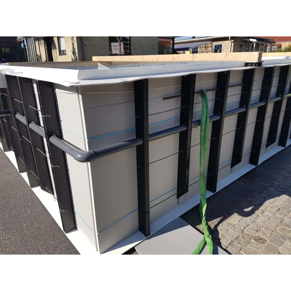 Gråsvart modulär poolenhet för Pooltime exklusiv 12mm med räcke och rem