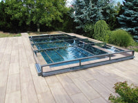 Bassengtak Master PLUS 4×8 enkelt skinne, 6 mm klar plast