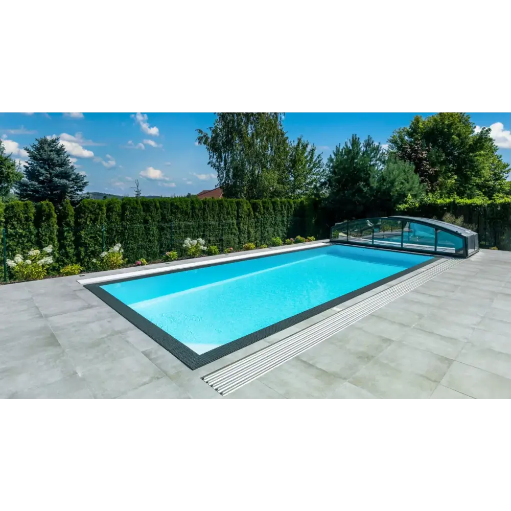 ThermoPP Poolpaket QBig Overflow 3x5 med turkos vatten och svart ram