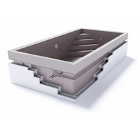Grå rektangulär ThermoPP Poolpaket QBIG Overflow 3.5×8 med inbyggda steg och texturerad yta