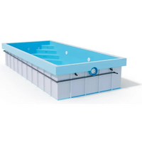 Rektangulär markpool med ljusblå insida och vita paneler, ThermoPP Poolpaket QBig Overflow 3x6