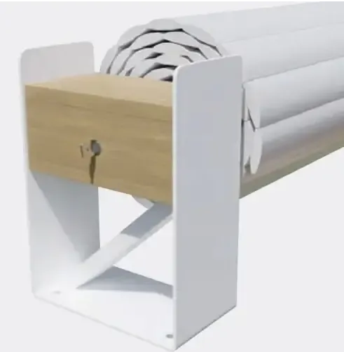 Vit top one ovanmark bracket med träpanel och metallram